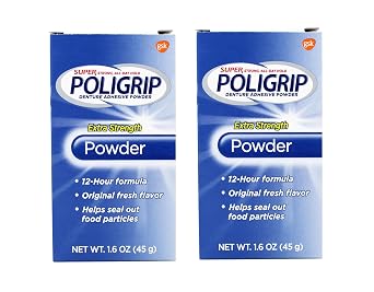 Super POLIGRIP Extra Strength Denture Adhesive Powder 1.60 oz Pack of 2