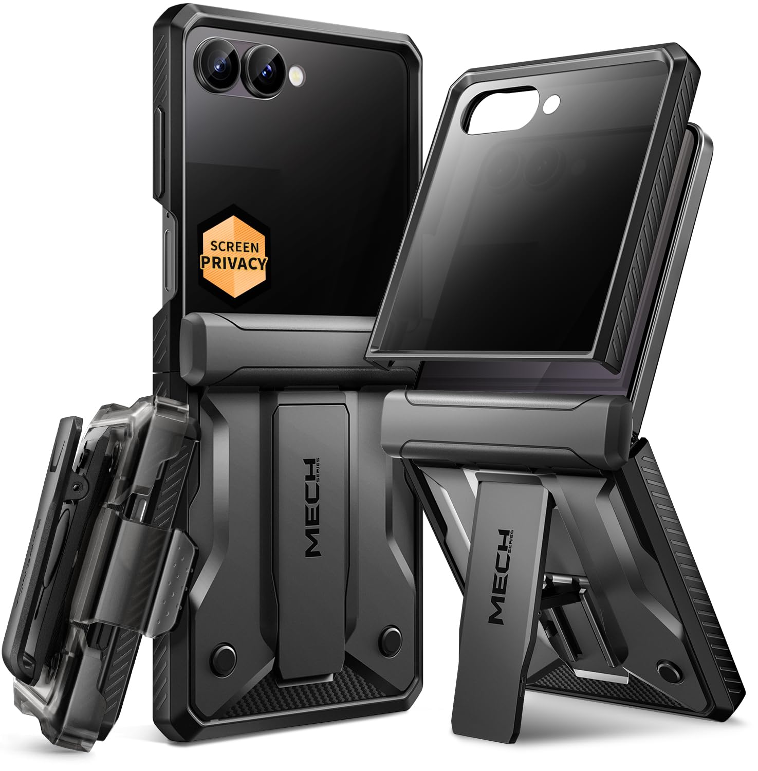 Tongate Custodia Flip Seven per schermo con protezione, nero