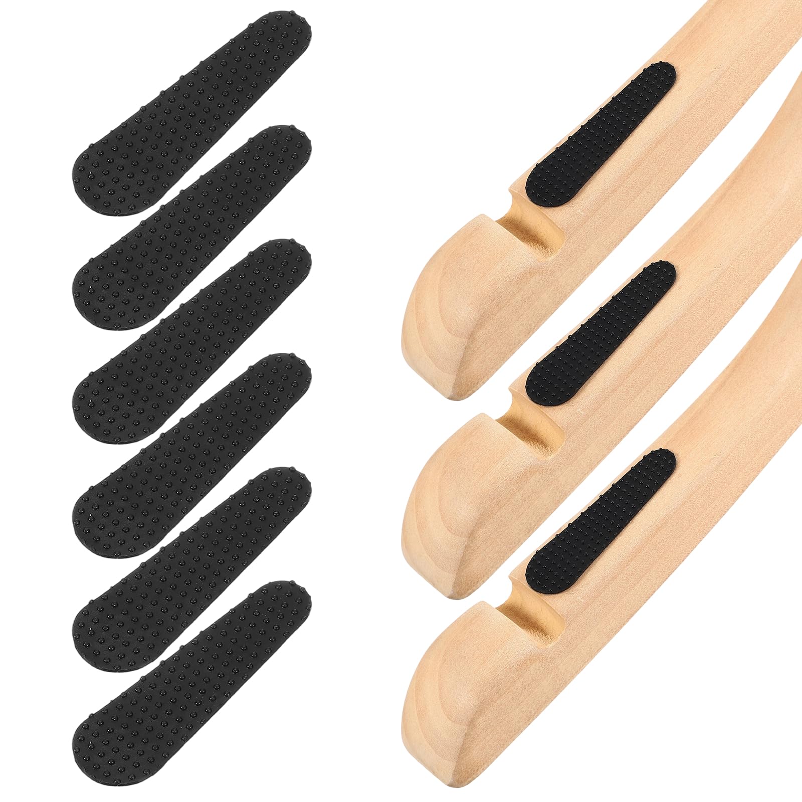 sourcing map 60 Pcs Clothes Hanger Grips Non-Slip Rubber 53mm Silicone Clothing Hanger Strips for Wood Plastic Home Stores Use Dotted Design, Black — image 1