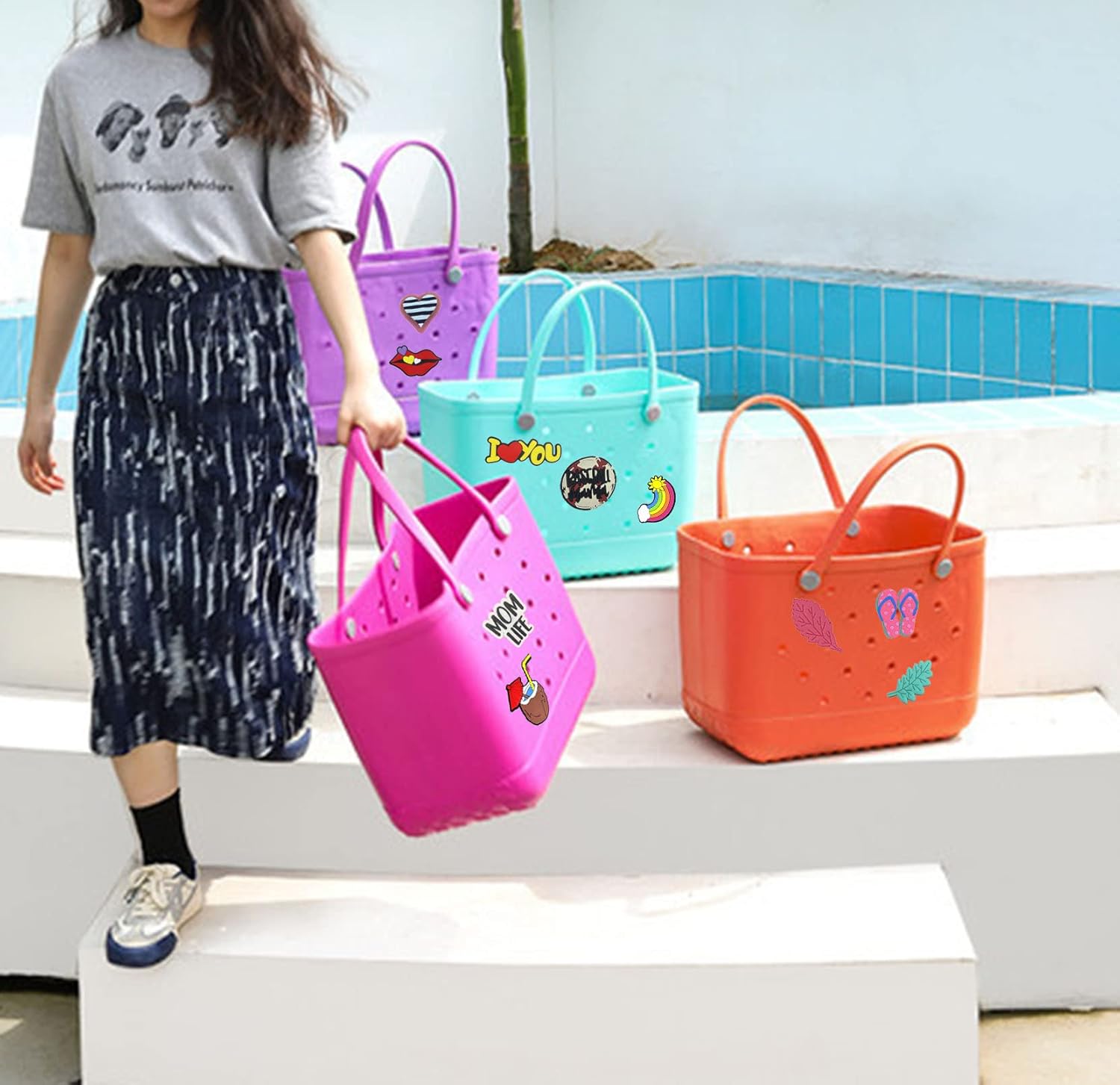 Lckaey Rubber Beach Bag Accessories Charms-PVC Rubber decoration-for EVA Purse Bogg Inserts Sport Charms Y064Figure 10