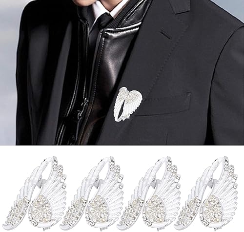 4Pcs Brooch Pin Diamond Angel Wing Pattern Cute Fashion Lapel Pin Coat Badges Accessory