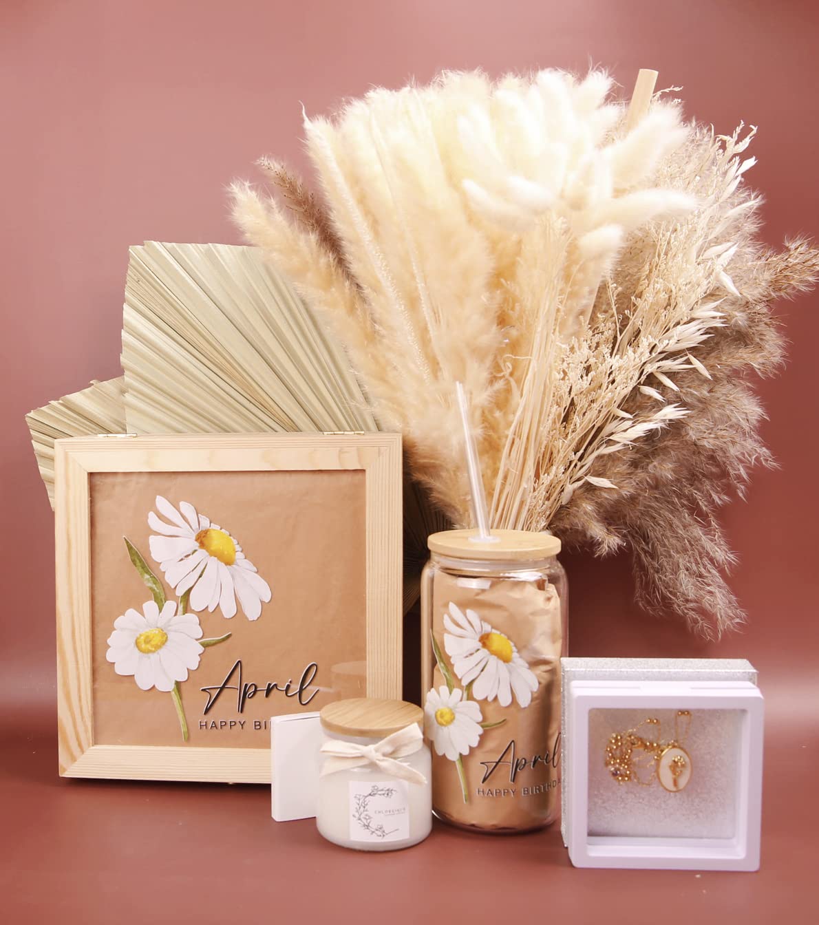 Bridesmaid Proposal, Birth Month Flower Gift Set, Customized Gift Set, Glass Tumbler, Scented Candle Gift, Gifts for Her, His&Hers, Wedding Favor