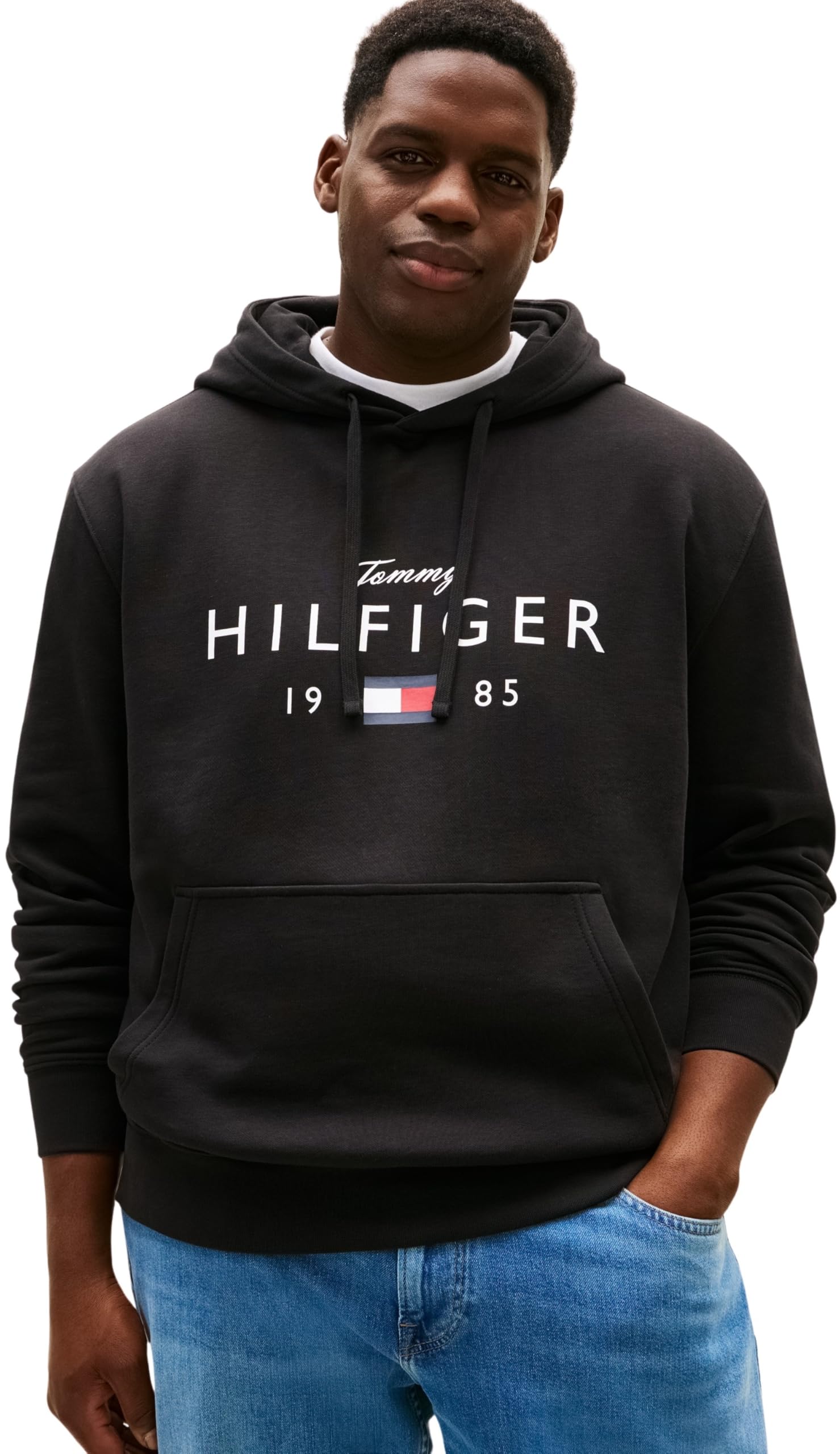 Tommy Hilfiger Men BT-BRNDLOVE BIG HILFIGER HOODY-B MW0MW42997 Pullover Hoodie, BLACK, 3XL_Plus