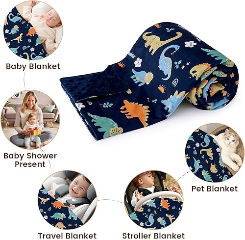 Miniatura 7 de PHF Minky - Manta de bebé para niños, 30 x 40 pulgadas, suave, de doble capa, con respaldo de puntos, manta de recepción para recién nacidos, bebés,