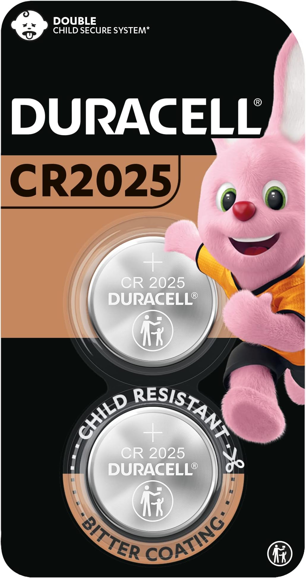 DURACELL CR2025 COIN BATTERIES 3V LITHIUM 2 BATTERIES
