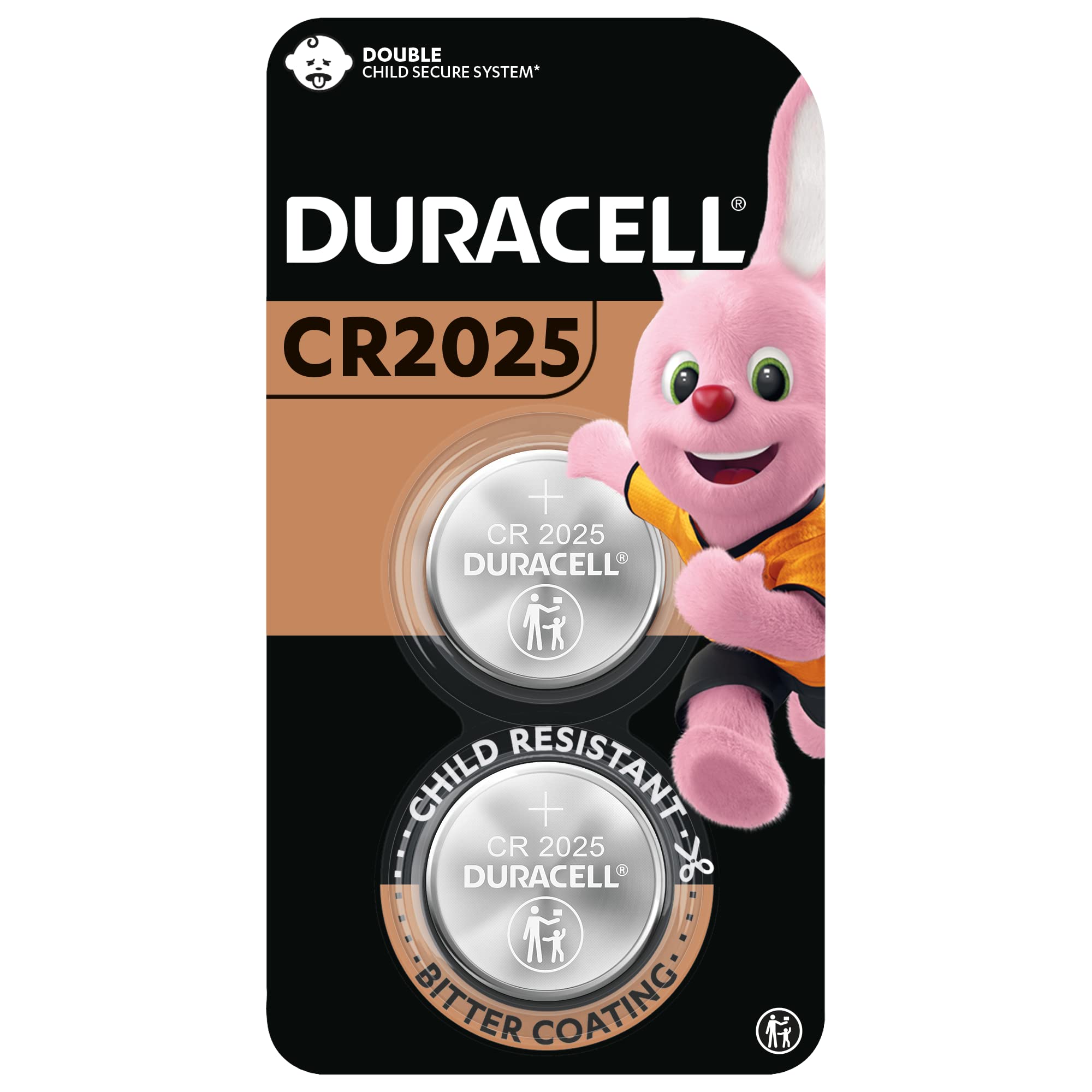 DURACELL CR2025 COIN BATTERIES 3V LITHIUM 2 BATTERIES