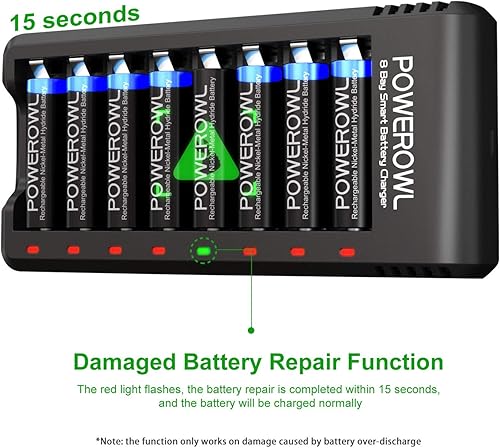 Miniatura 32 de POWEROWL Pilas recargables AAA, baterías AAA recargables de 1000 mAh, alta capacidad, 1.2 V, NiMH, baja autodescarga, batería AAA recargable