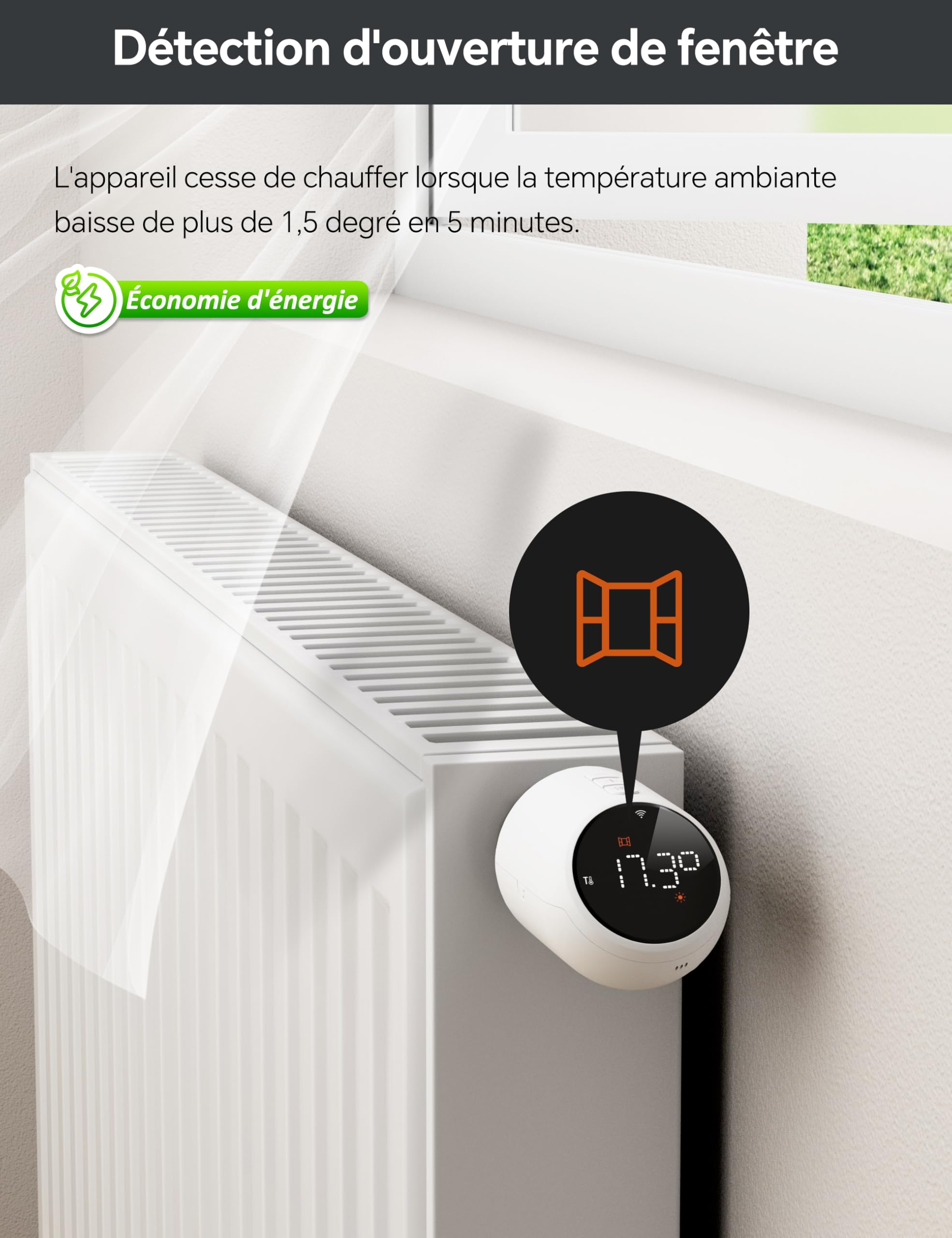 Beok Tête Thermostatique Connectée et Intelligente pour radiateur Eau,WiFi | Compatible Tuya/Smart Life APP, Compatible Alexa/Google Home, Vanne Thermostatique Radiateur, Intelligente