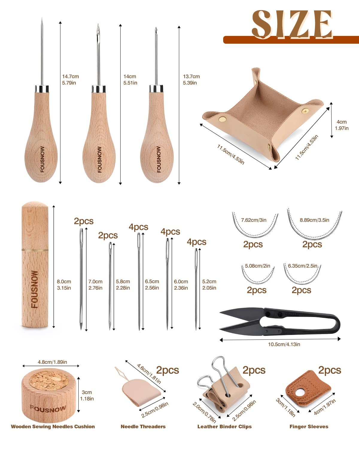 Fousnow Upholstery Repair Kit, Leather Sewing Kit with Thick Handle Sewing Awl, Upholstery Thread, Sewing Needles, Needle and Thread Kit Heavy Duty Sewing Tools for Repairing DIY Leather Crafts