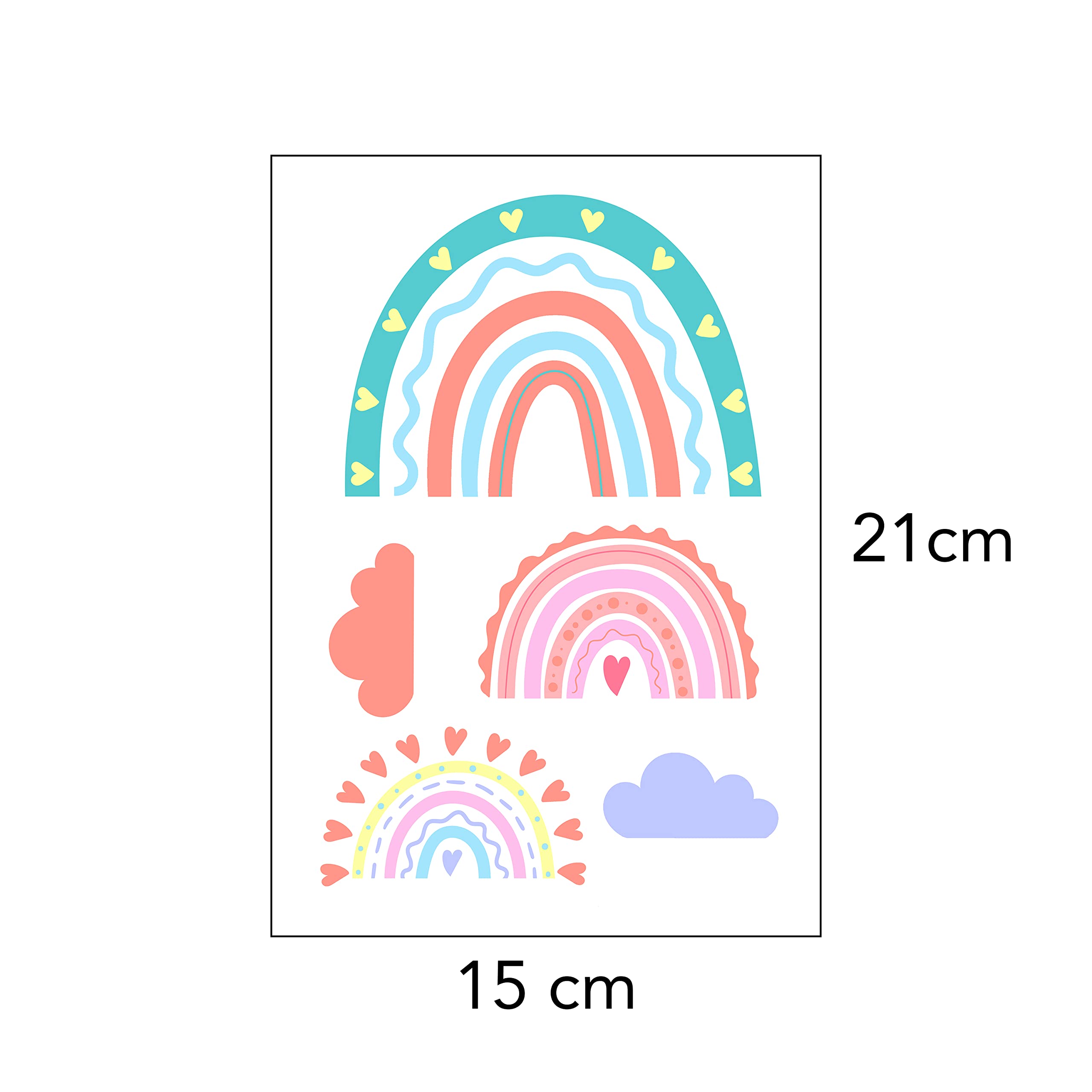 Rainbow Wall Stickers, Cute Girls Bedroom Wall Decals Childrens Cartoon Pastel Rainbow Bedroom playroom Nursery Wall Decals - Image 3