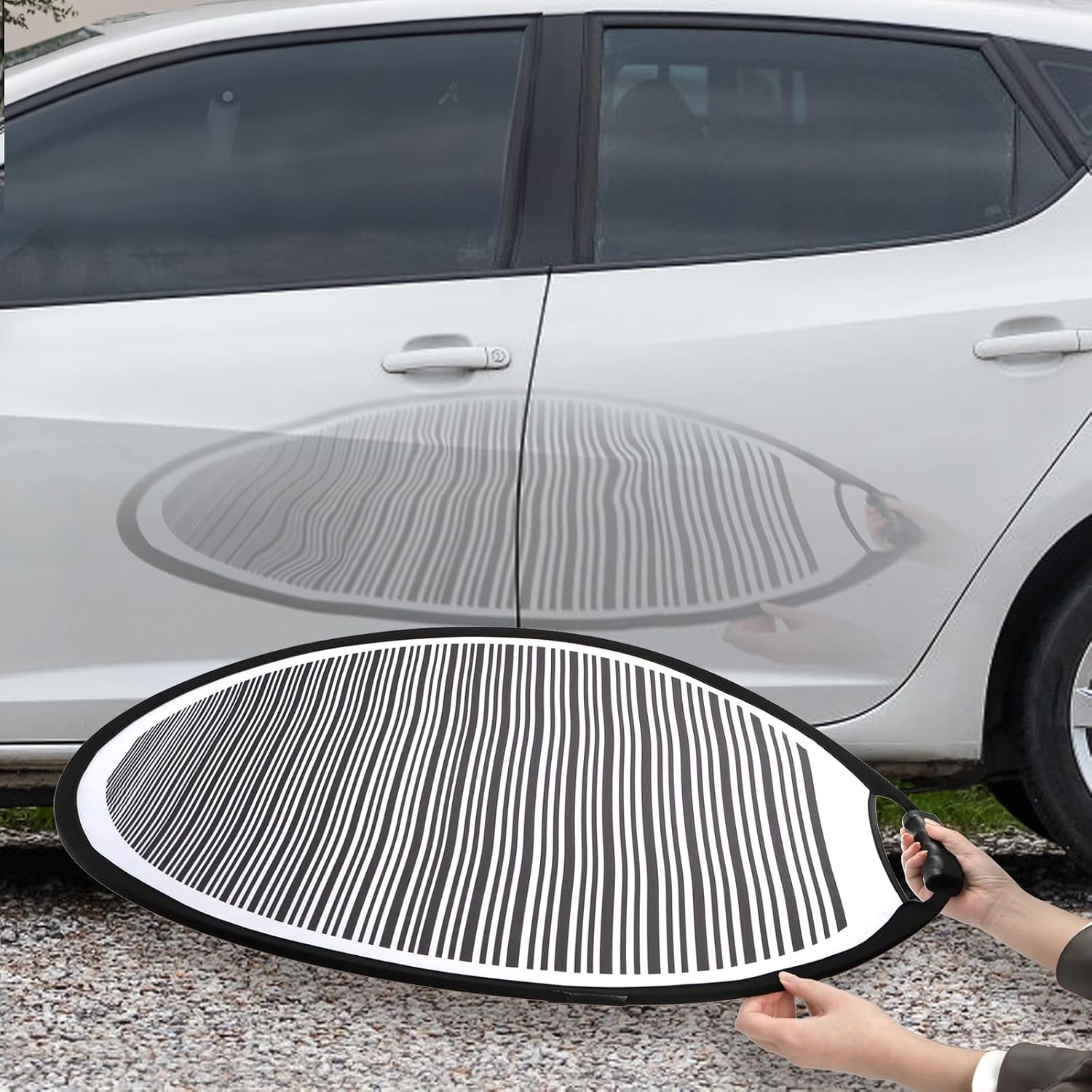 Covzoe Dent Reflector Board, 31.5 Inch Foldable Lined Striped Dent Board with Bag, Portable Flexible PDR Lined Light Reflector Panel Dent Remover Tool for Car Vehicle Door Scratch