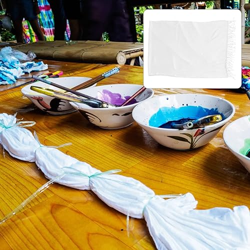 Miniatura 2 de EXCEART Bufanda blanca de algodón Bufanda DIY En blanco para teñido anudado Graffiti hecho a mano Niños DIY Pintura Dibujo Mujeres Blanco