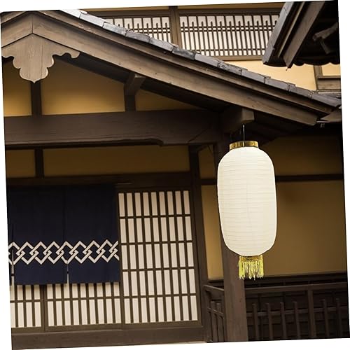 Miniatura 5 de Amosfun 2 linternas blancas chinas japonesas impermeables plegables de seda para bodas, fiestas, decoraciones colgantes de jardín