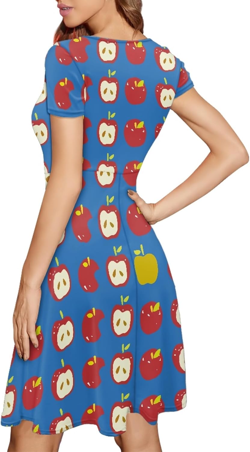 Graphic Dress Women Summer Short Sleeve Midi Dresses Round Neck Oversized Casual A-Line Dresses - Image 6