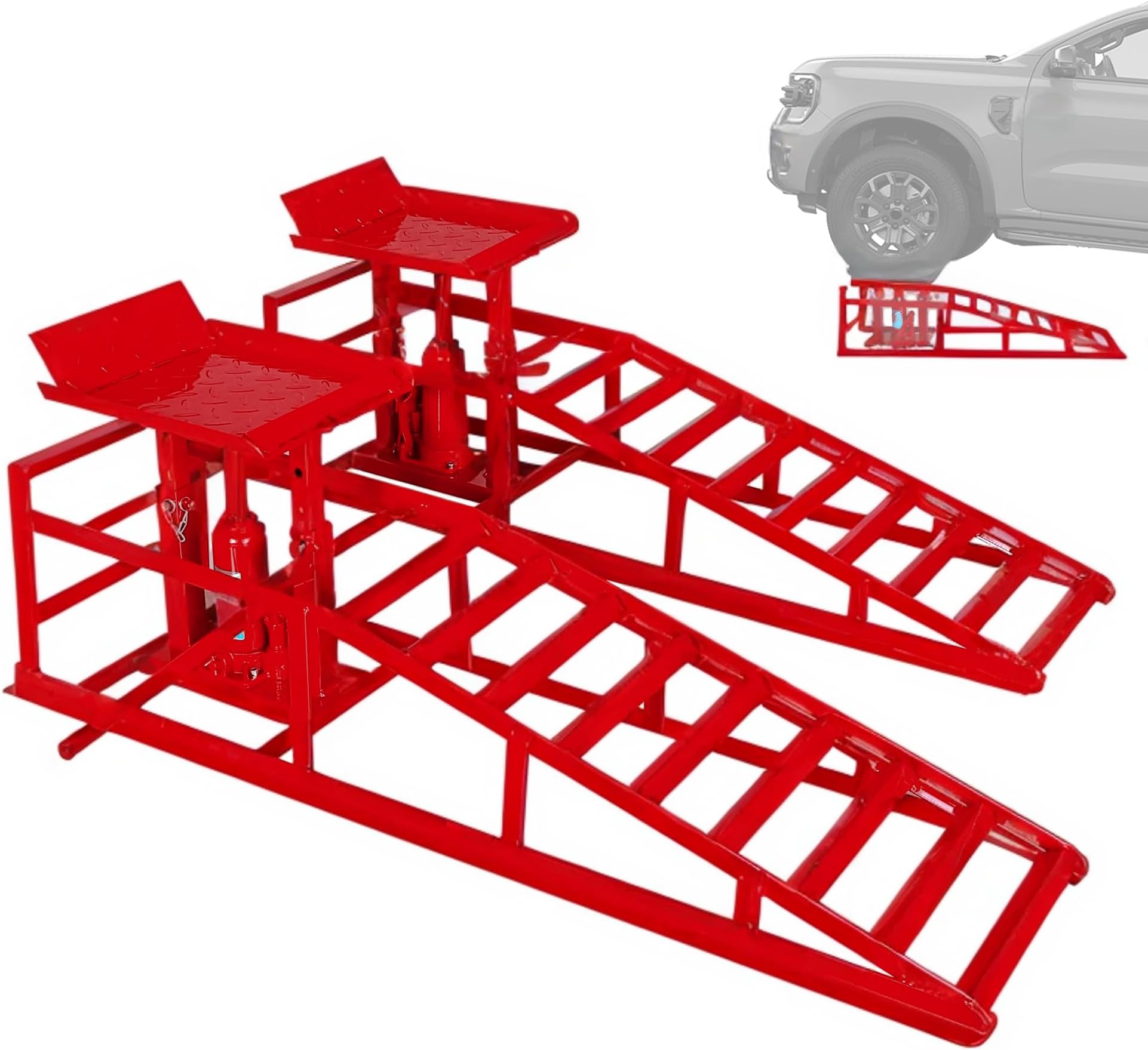 LOCKIETTA 2 Pack Hydraulic Car Ramps, 11050LBS 5T Car Ramp High Lift 9"-14.2"...