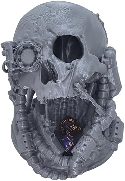 Mechanical Skull Dice Tower Dungeons and Dragons RPG abletop Roleplaying Game Jail D&D Random 7PCS D20 Dice Set Included Silver