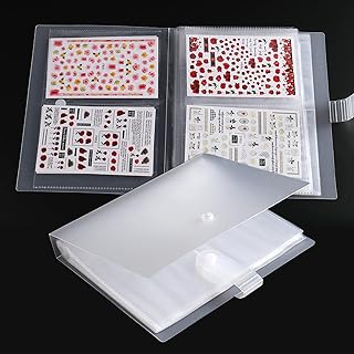 Large Nail Art Sticker Storage Album, 80 Slot Binder Organizer, Big Nail Decal Holder for Desk