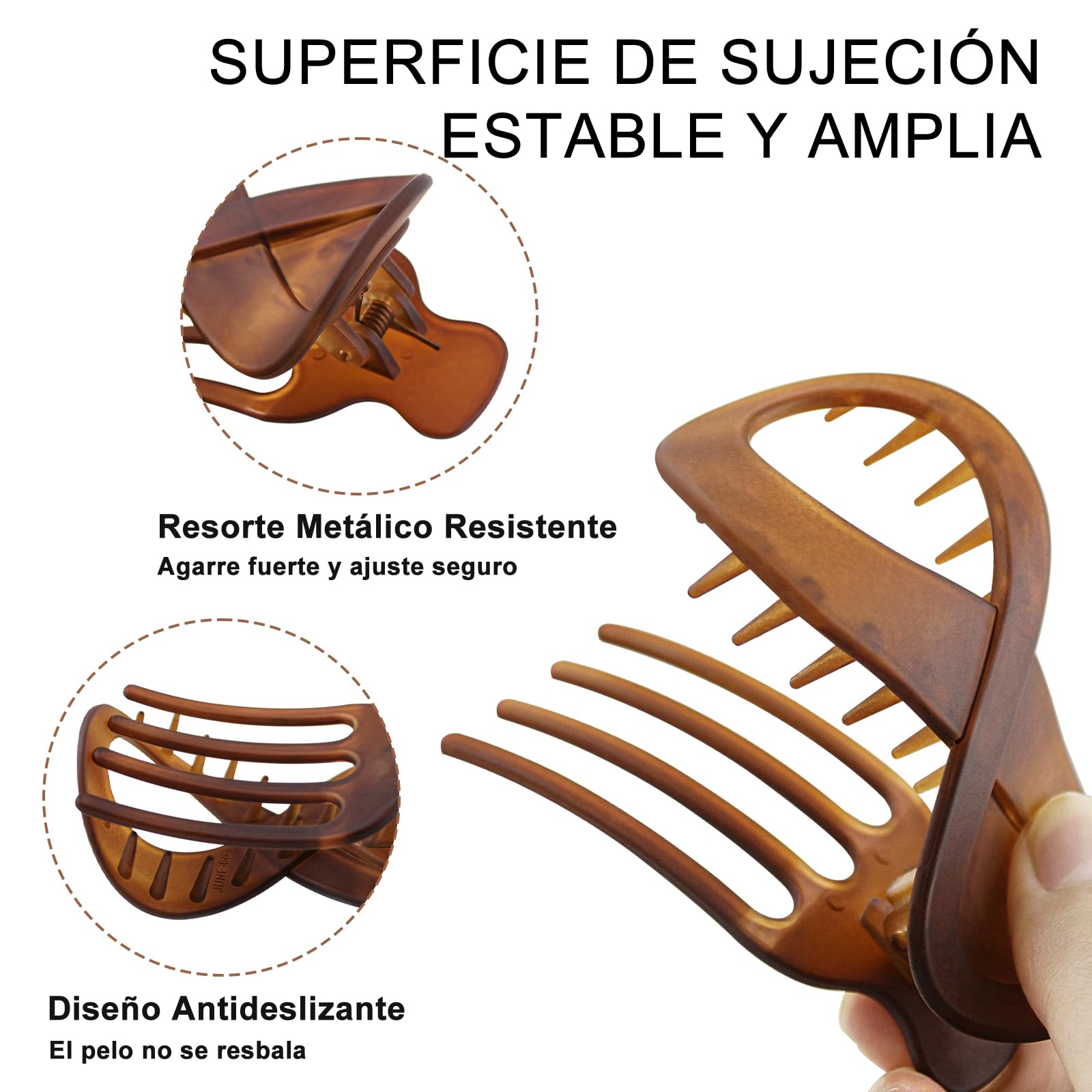 Hair Claw Clips 6Pcs Large Strong Hold Hair Clip for Thick Thin Hair French Matte Flat Hair Clamps Acrylic Nonslip Jaw Clips for Women and Girls (A) - Image 3