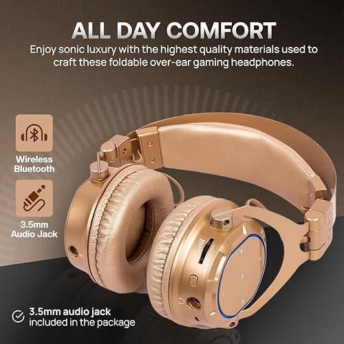 Miniatura 3 de CEEK Auriculares inalámbricos Bluetooth sobre la oreja con cancelación de ruido, sonido envolvente de 360, diseño plegable y micrófono desmontable,