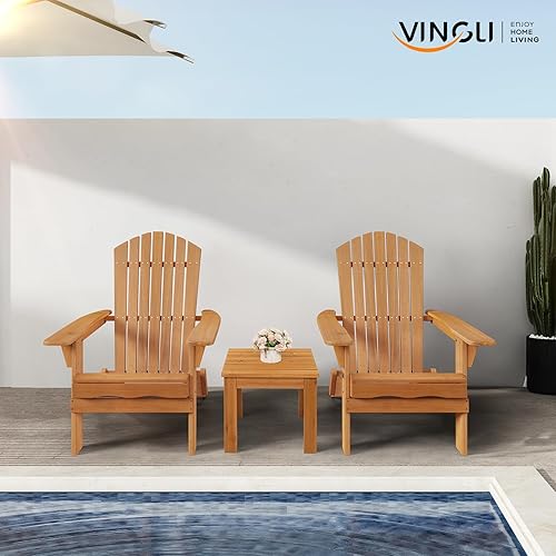 Miniatura 4 de VINGLI Juego de 2 sillas plegables Adirondack de madera, sillas Adirondack para exteriores, sillas plegables para fogata para patio, barbacoa,