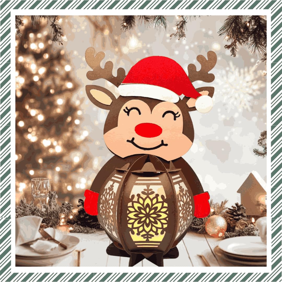 CrafTreat Reindeer Paper Lantern – DIY Christmas Craft Kit | Fun Family Project, Reusable Festive Décor and Holiday Gifting Idea