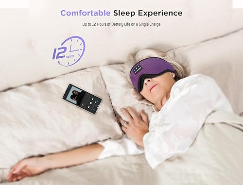 Miniatura 7 de LC-dolida Máscara de dormir con auriculares Bluetooth, máscara de dormir Bluetooth, máscara de ojos 3D para dormir, música para dormir, auriculares