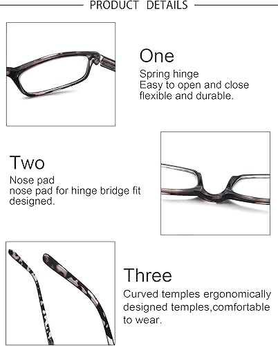 Miniatura 4 de MODFANS Gafas de lectura para mujeres y hombres, montura estrecha ligera con acabado brillante, bisagra de resorte flexible, elegantes lentes