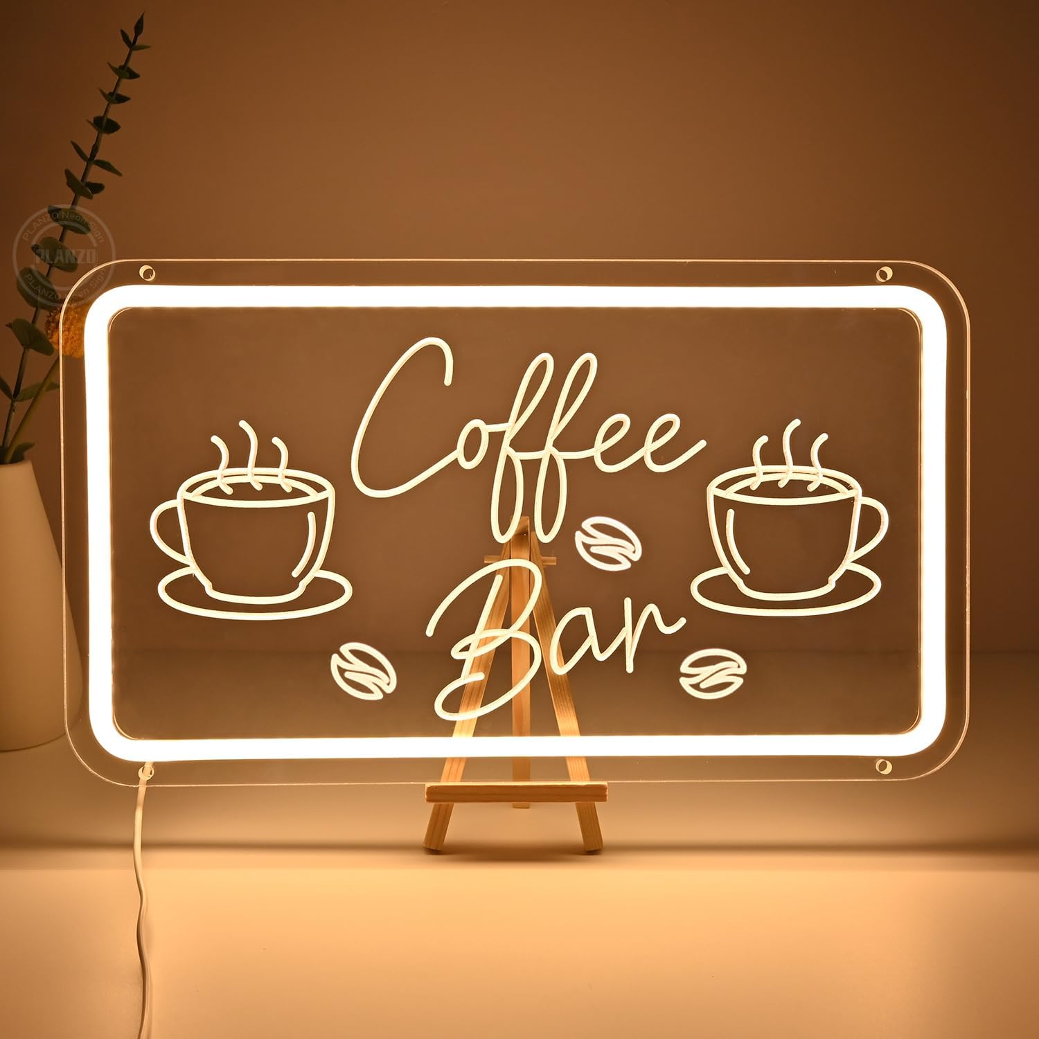 Planzo Coffee Bar Neon Sign Light for Restaurant Coffee Shop Cafe Bar Beer Pub Store Ad Window Display LED Coffee cup Kitchen Bedroom Man Cave Home Birthday Party Wall Sign Decor 5V USB