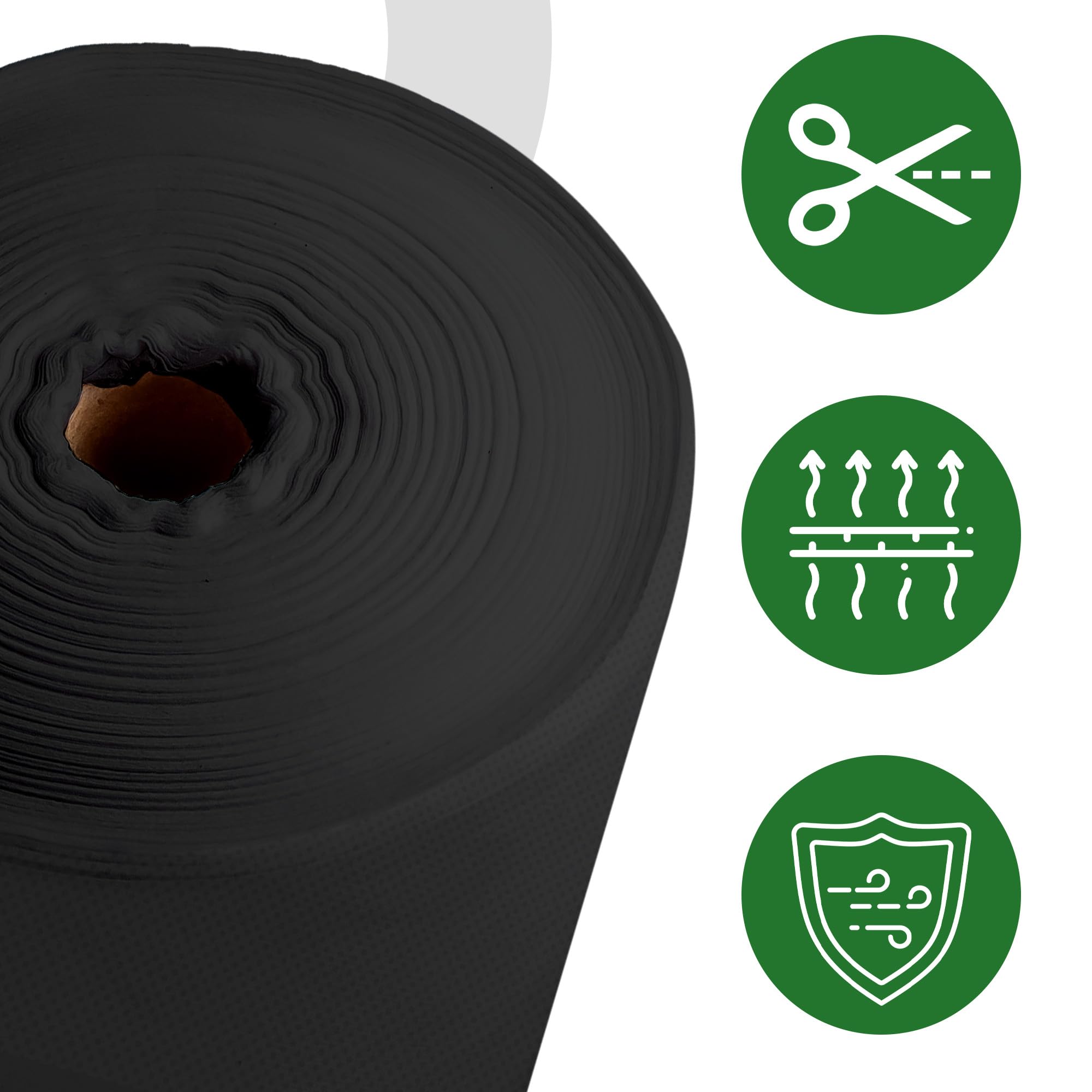 Instalguru Malla Antihierbas 50 g/m² 0,8x50 m Tela Geotextil Negra Resistente UV Jardín Senderos Parterres Suelo Cultivo Protección Maleza Cobertura Exterior Barrera Hierbas