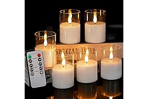 Clear Glass Flameless Votive Candles: Battery Operated LED Flickering Votive Candle with...