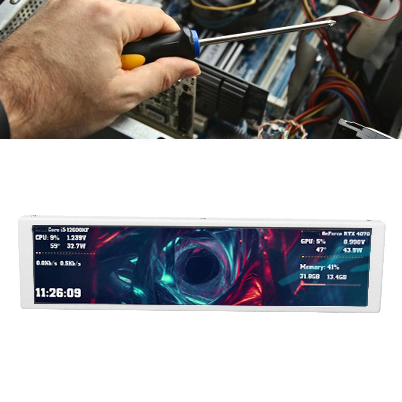 Fabater Schermo Secondario per Computer FHD da 9,2 Pollici con Temi Dinamici per Giocatori e Programmatori in Elegante Lega di Alluminio (WHITE)