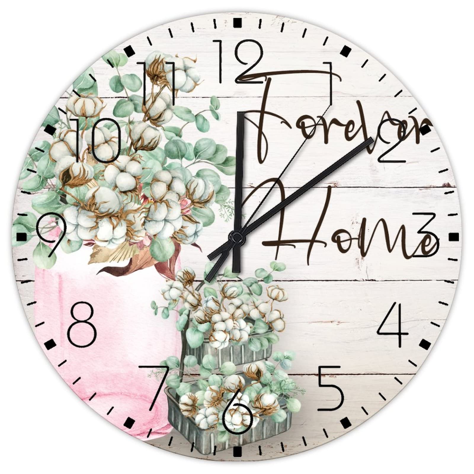 Horloge florale vintage en bois pour décoration de cheminée de salon ou classe