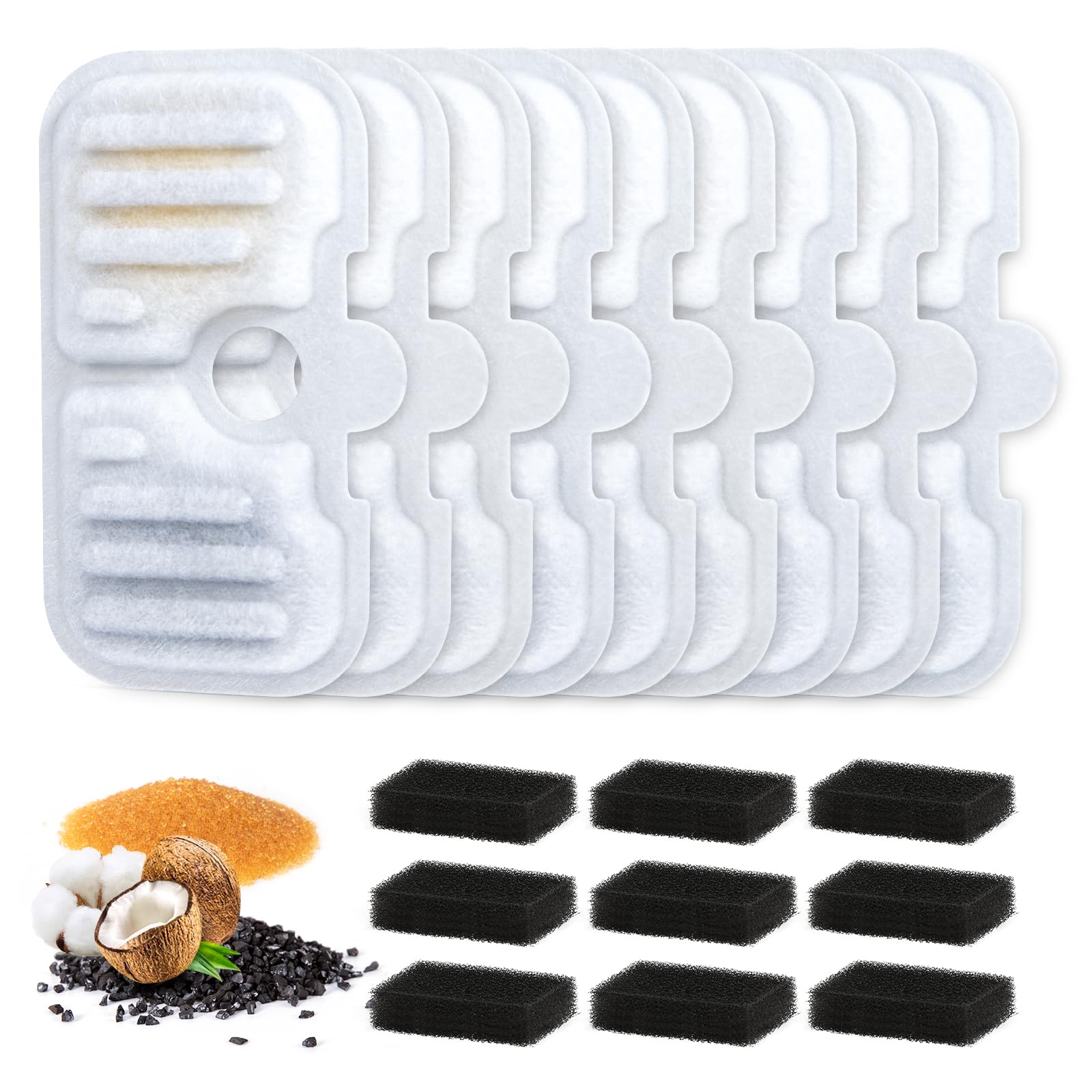9 Set Cat Water Fountain Filter Replacement Compatible with PETLIBRO Dockstream Cat Water Fountain PLWF005/PLWF105/PLWF115