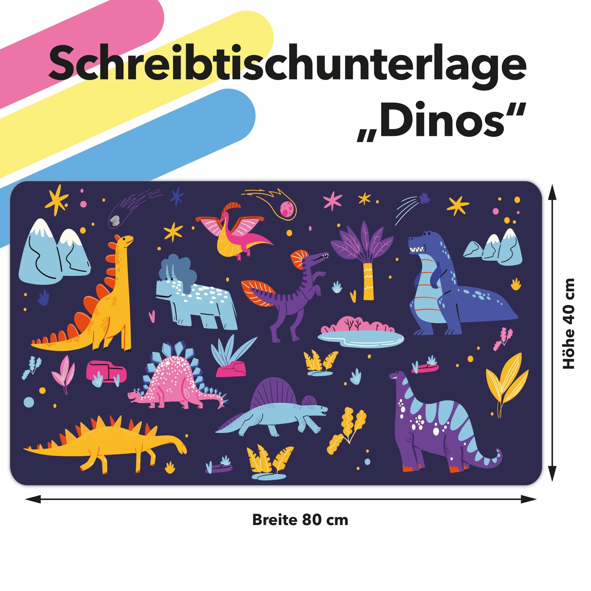 Close Up Sous-main Dinosaure Pour Enfants - 60 X 40 Cm - Essuyable, Imperméable, Indéchirable - Motif Détaillé Et Conçu Avec Soin - Conçu Et Fabriqué En Allemagne