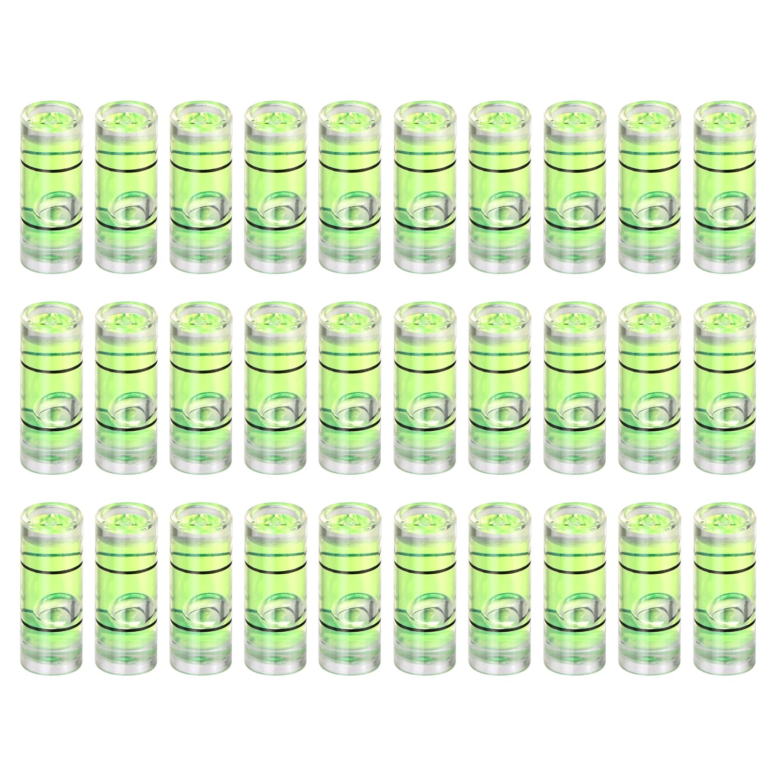 sourcing map 30pcs Small Cylindrical Bubble Level Vials 12x5mm PMMA Mini Horizontal Bubble Spirit Level Measuring Layout Tools for RV TV Picture Frame Hanging Tool Leveler