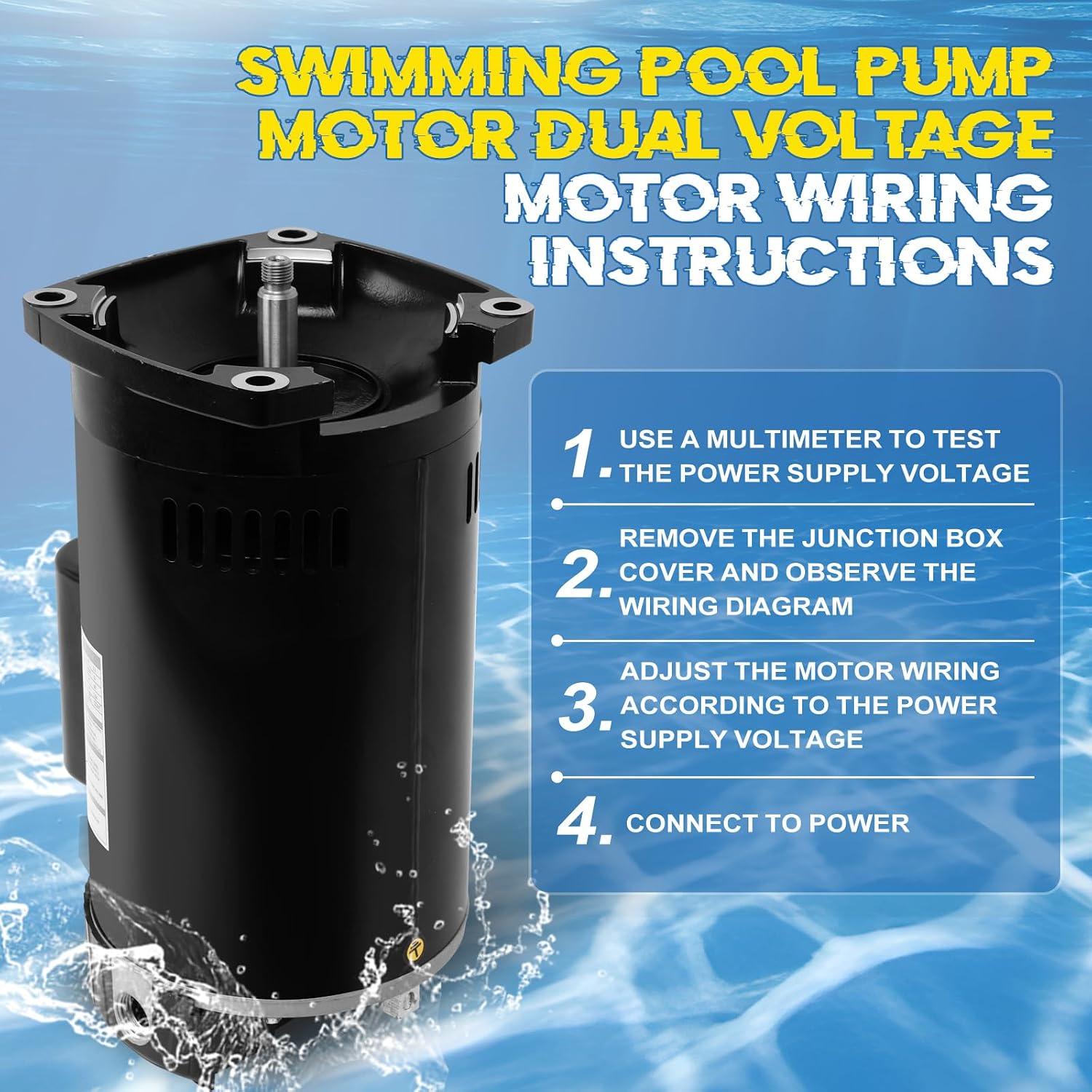 B2840 Pool Pump Motor 2.5HP, Fit for Century A.O. Smith 2.5HP Single Speed, 3450 RPM, 56Y Frame, 230V, 11.5 Max Amps, Swimming Pool Motor