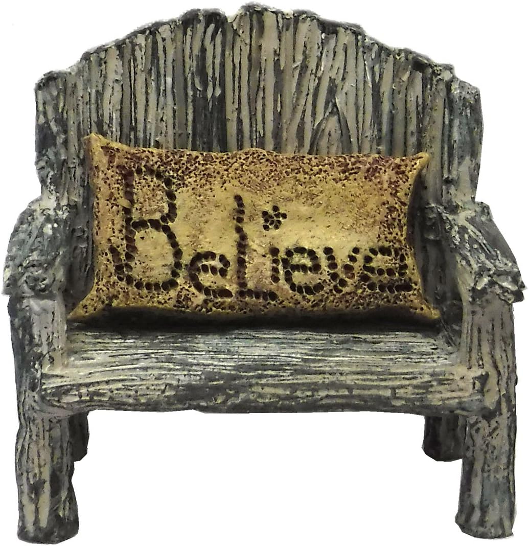 Fairy Garden Fairy Bench With Believe Pillow