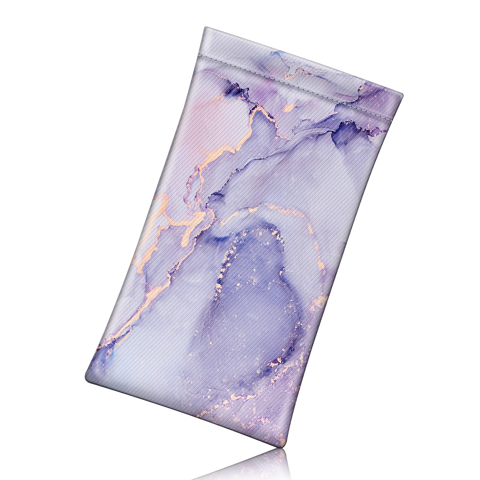 Fintie Unisex Lilac Marble Soft Eyeglasses Case With Cleaning Cloth, Portable Squeeze Top Vegan Leather Glasses Pouch, Sunglasses Eyewear Bag, M, Modern/Fitted