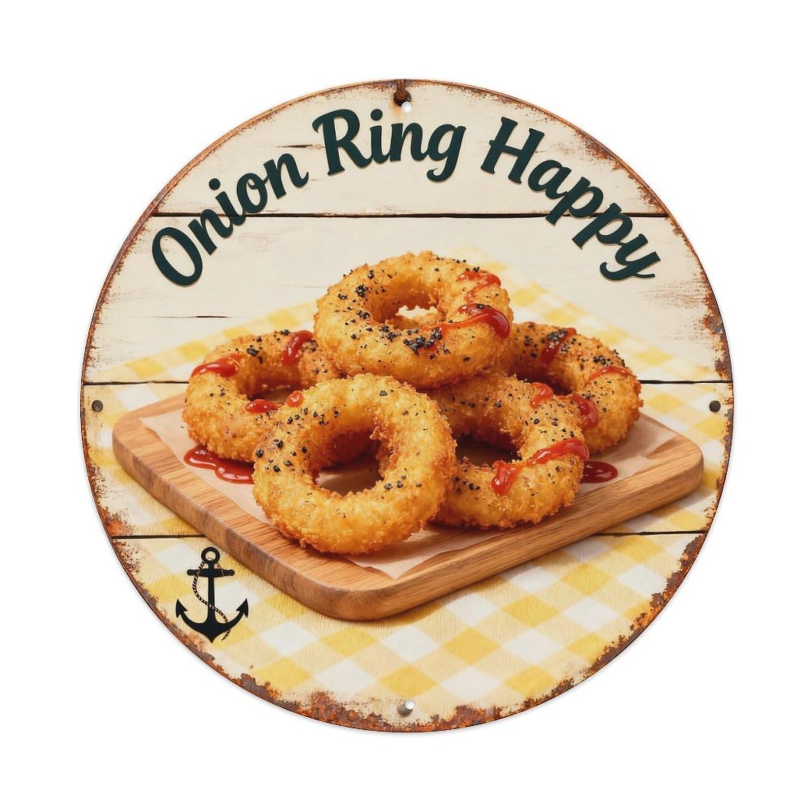 Onion Ring Happy Sign Metal Tin Sign Plaque
