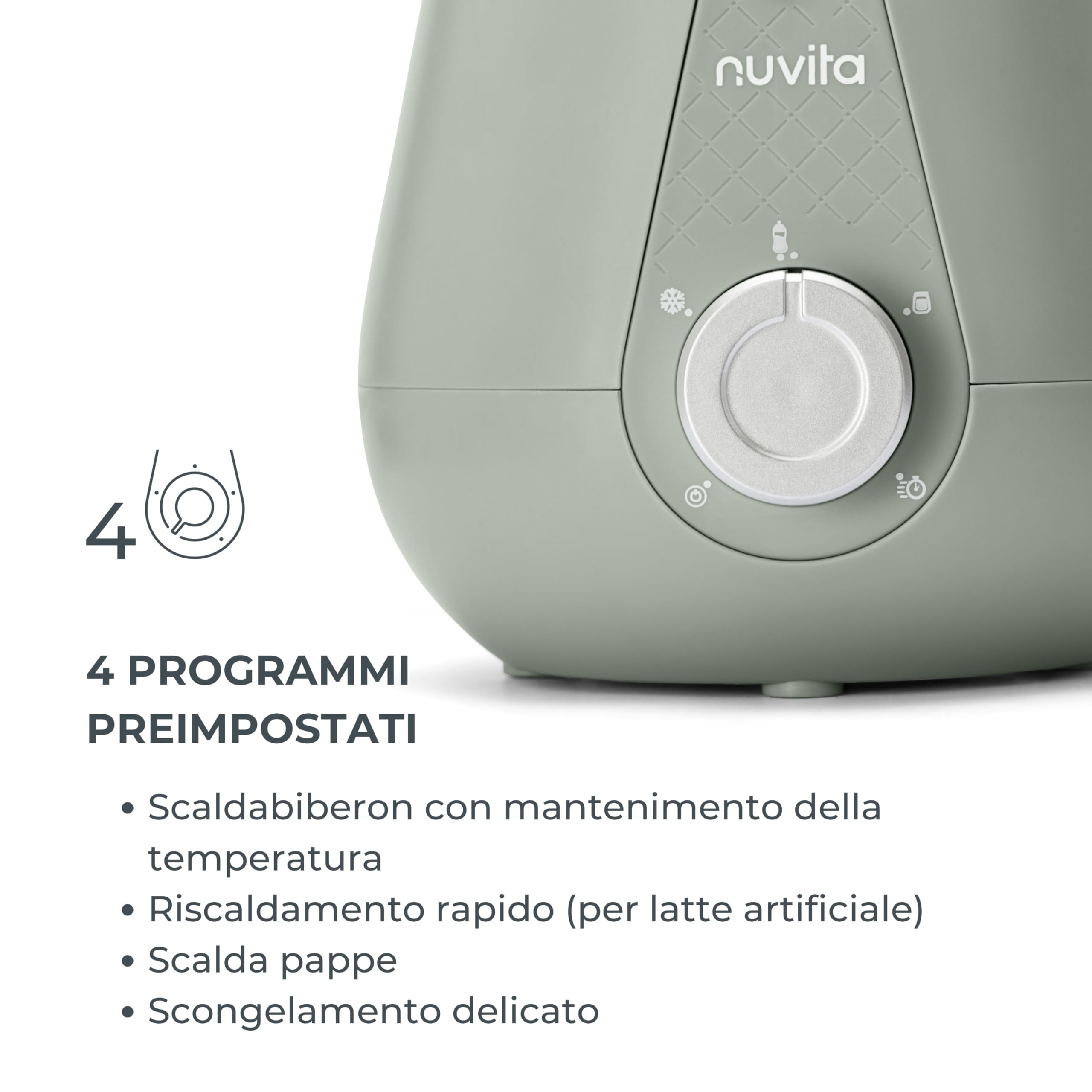 Nuvita 1165 | Scalda Biberon Neonato Casa e Auto | Scaldabiberon da Viaggio | Scaldabiberon Veloce | Scalda Latte Neonato | Scalda Pappa Neonato | Riscalda Alimenti - Sage Green