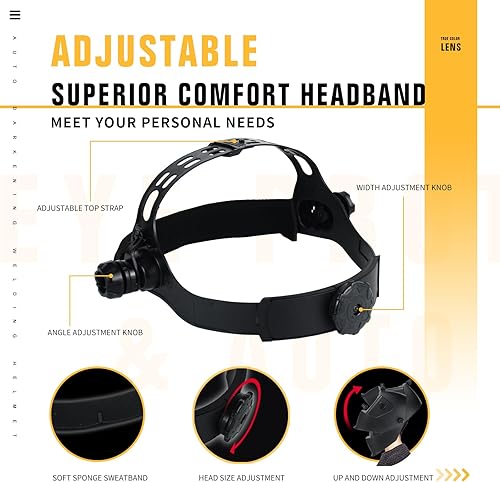 Miniatura 7 de Casco de soldadura con luz de color verdadero para oscurecer automáticamente, capucha de soldadura con energía solar con 2 sensores de arco de