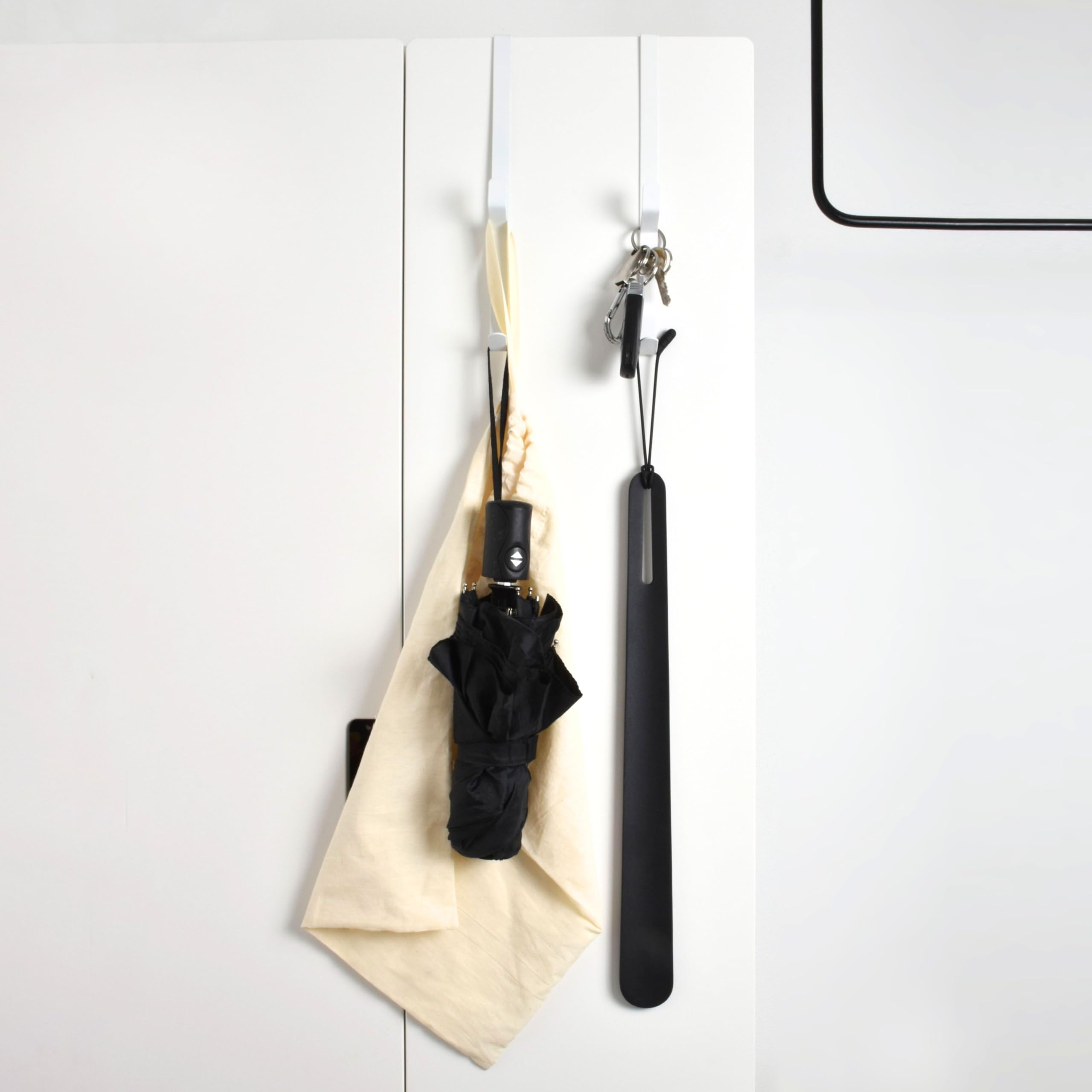 D&D Living® Ganchos para Puertas hasta 16 mm | 4x Ganchos Dobles para Perchero de Puerta | Gancho para Ropa para Puerta y Armario (Blanco)
