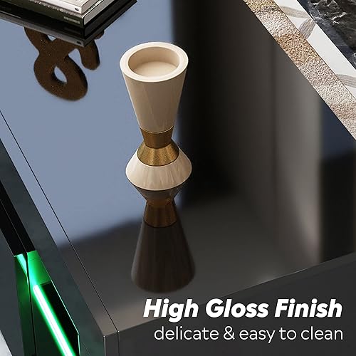 Miniatura 6 de Soporte de TV con luces LED para TV de 606570 pulgadas moderno centro de entretenimiento para juegos soportes de televisión de alto brillo consola