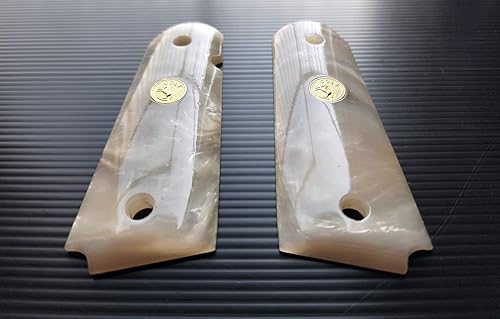 Miniatura 1 de [BMPL] Puños de resina blanca perla compatibles con empuñaduras de pistola de repuesto para 1911 tamaño completo, gobierno, clones de tamaño