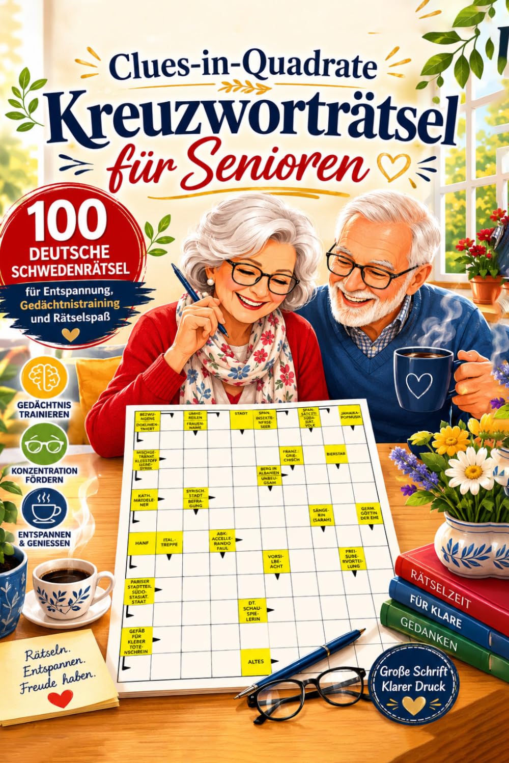 Clues-in-Quadrate Kreuzworträtsel für Senioren: 100 Deutsche Schwedenrätsel für Entspannung, Gedächtnistraining und Rätselspaß