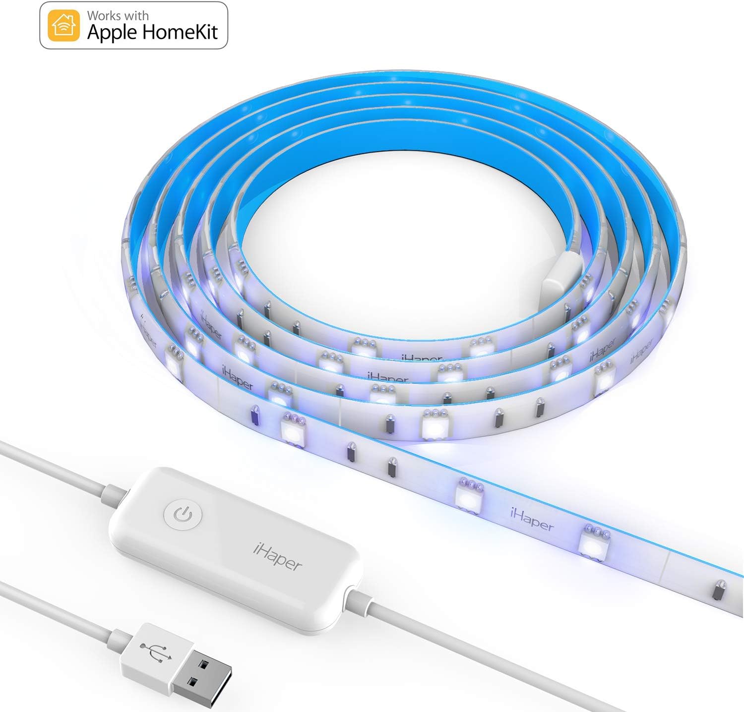 LED Light Strip, iHaper Smart WiFi LED Light Strip(6.6ft / 2m), Dimmable, Color Changing, Remote Control Support Siri,Apple Homekit On 2.4 GHz Network [Energy Class A+]