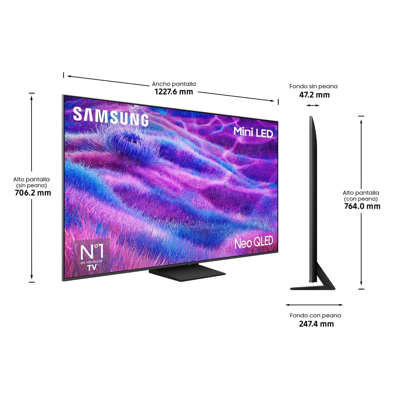 Samsung TV 55 Pulgadas Neo QLED QN80F 4K Mini LED Smart TV con Vision AI, Quantum Matrix Technology Core, Motion Xcelerator 144Hz y Gaming Hub