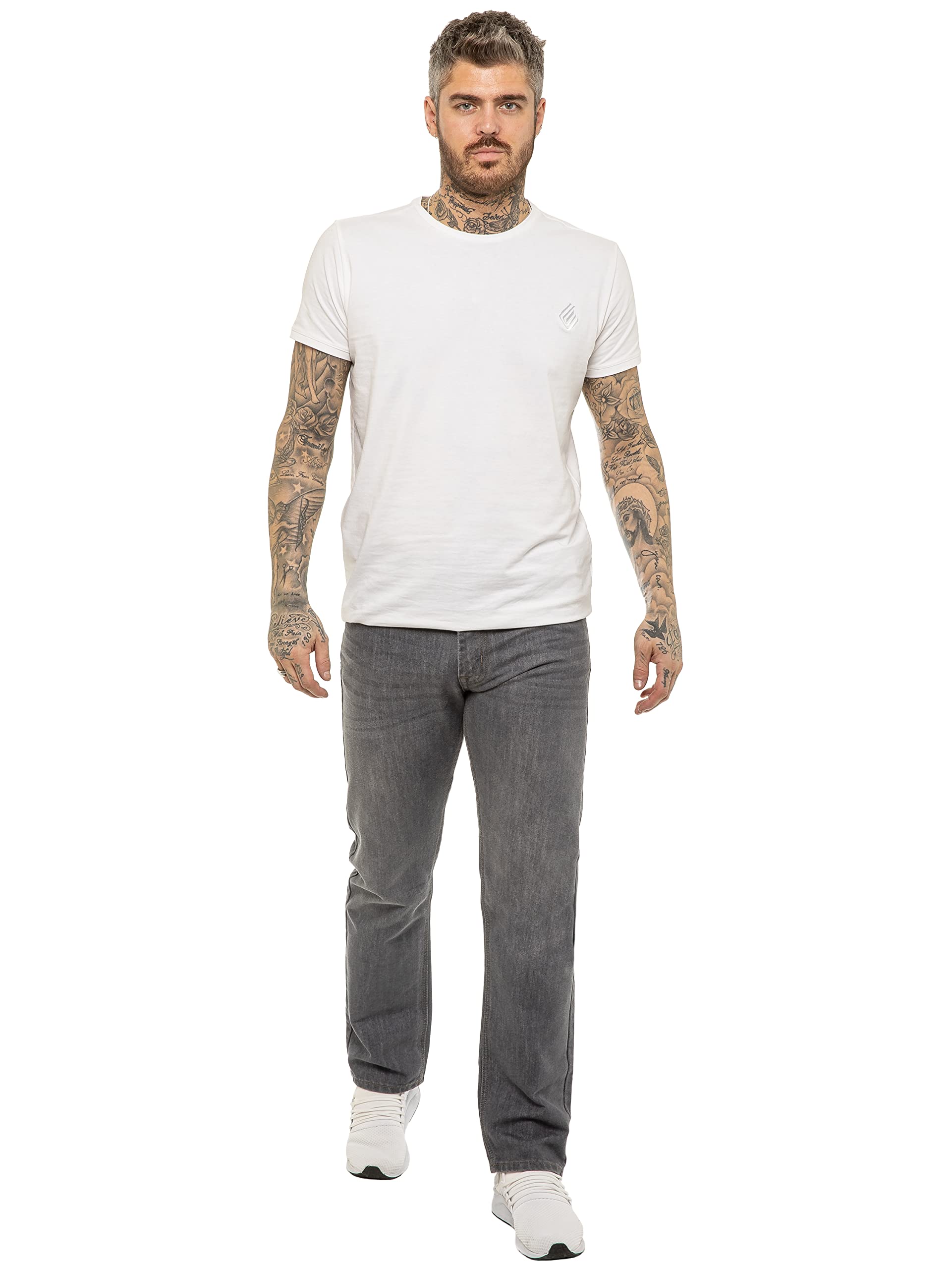 Pantalon Jeans Coupe Regular Coton Homme avec Ceinture