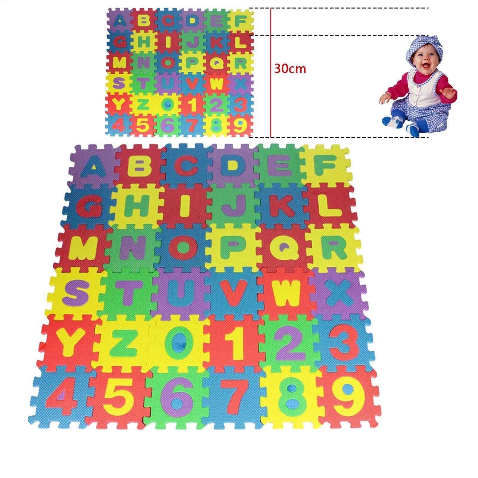 Genérico Alfombra de Juego para bebés de 36 Piezas, Alfombra de Juego para niños con Alfabeto y números, Rompecabezas de Piso Grueso de EVA con Antideslizante y Resistente al Agua, Rompecabezas