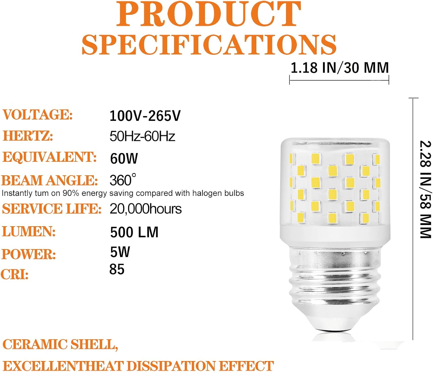 LED Refrigerator Light Bulb 40W Equivalent 120V A15 Fridge Waterproof Bulbs 5W E26 Medium Base Freezer Home Lighting Lamp Non-dimmable (Warm White 3000k)